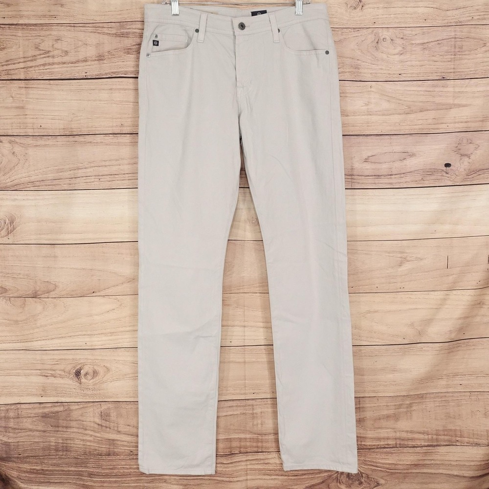 AG Adriano Goldschmied The Graduate Chino Pants Mens 33x34 Beige Stretch Casual